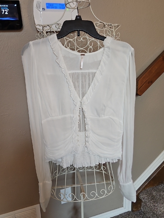 Free People Tops - Free People Sheer Ruffle Button-Front Top